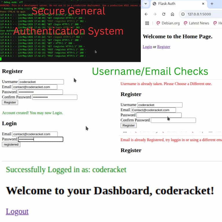 Flask Authentication Application Demo Image
