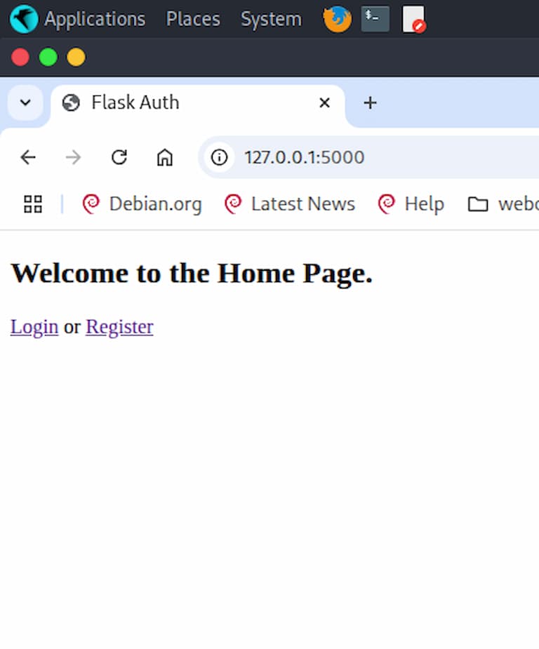 Flask login form with username and password fields